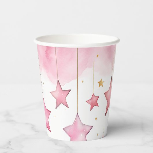 Gobelets En Papier Coupe en papier étoile rose pendante (Verso)