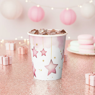 Gobelets En Papier Coupe en papier étoile rose pendante