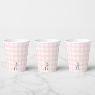 Gobelets En Papier Coupe en papier lapin En vichy rose
