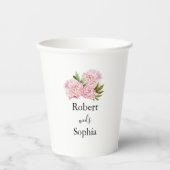 Gobelets En Papier Coupe en papier Mariage en fleur rose (Recto)