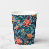 Gobelets En Papier Coupe en papier motif à fleurs sans soudure (Recto)