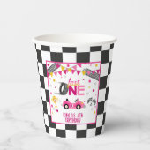 Gobelets En Papier Coupe Fast One Racing Anniversaire - Rose (Recto)
