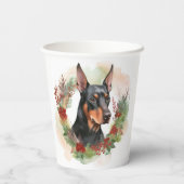 Gobelets En Papier Coupe festive Doberman Christmas Wreath (Verso)