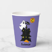 Gobelets En Papier Coupe Hantée De Papier Maison Et Fantôme (Recto)