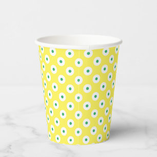 Gobelets En Papier Coupe Jaune avec Polka-Dots Vert et Blanc