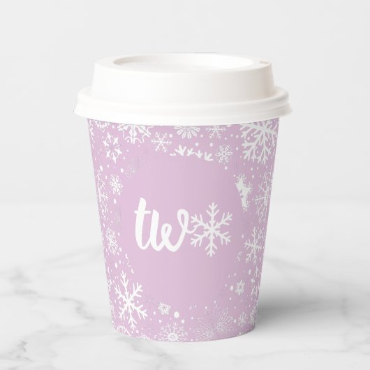 Gobelets En Papier Coupe Lavender Snowflake DEUX (Recto)