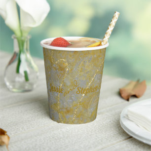 Gobelets En Papier Coupe mariage de papier doublure argent