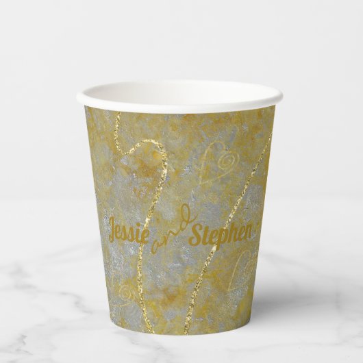 Gobelets En Papier Coupe mariage de papier doublure argent (Recto)