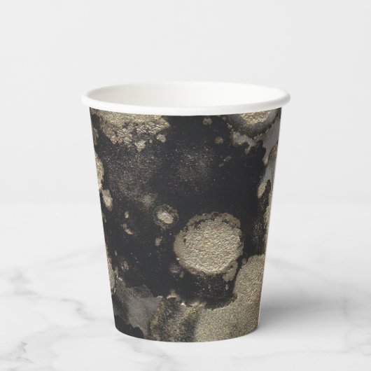 Gobelets En Papier Coupe mariage en papier Noir et Or encre (Verso)