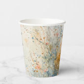 Gobelets En Papier Coupe papier avec Fleurs aquarelles + Noms + Date (Verso)