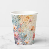 Gobelets En Papier Coupe papier avec Fleurs aquarelles + Noms + Date (Recto)