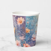 Gobelets En Papier Coupe papier avec Fleurs aquarelles + Noms + Date (Droite)