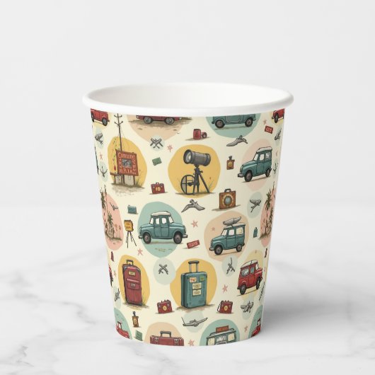 Gobelets En Papier Coupe papier avec Motif de voyage (Verso)