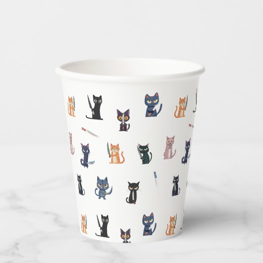 Gobelets En Papier Coupe Papier Chats & Couteaux (Recto)