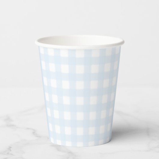 Gobelets En Papier Coupe papier En vichy bleu (Verso)