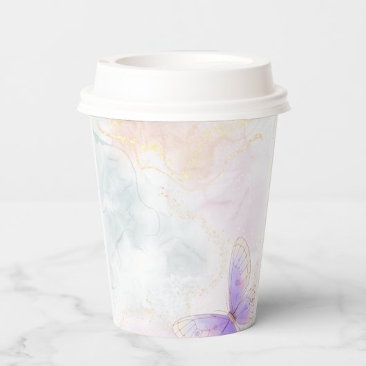 Gobelets En Papier Coupe Papier papillon rose et violet (Verso)