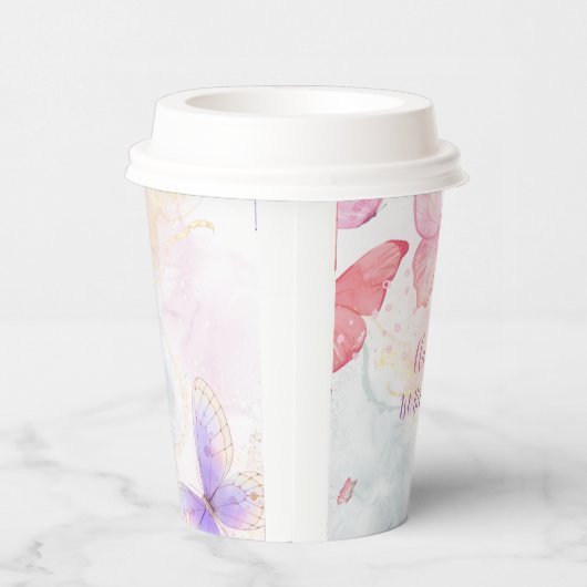 Gobelets En Papier Coupe Papier papillon rose et violet (Droite)