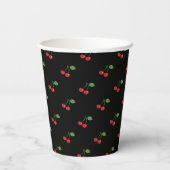 Gobelets En Papier Coupe Retro Cerries Motif de papier noir (Verso)