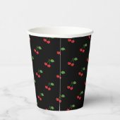 Gobelets En Papier Coupe Retro Cerries Motif de papier noir (Droite)