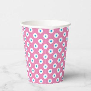 Gobelets En Papier Coupe rose avec Polka-Dots Bleus et Blancs