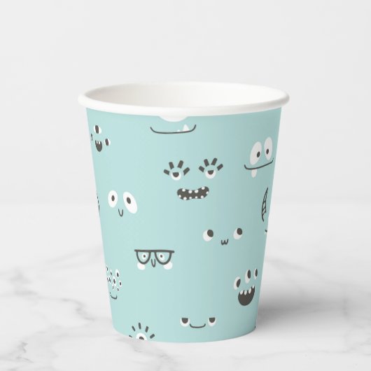 Gobelets En Papier Coupe Turquoise Blue Monster Eyes (Recto)