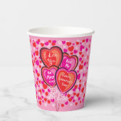 Gobelets En Papier Coupe Valentine Heart Balloons Paper Party (Verso)