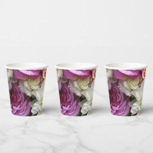 Gobelets En Papier Coupelles en papier fleuri avec dahlias et roses