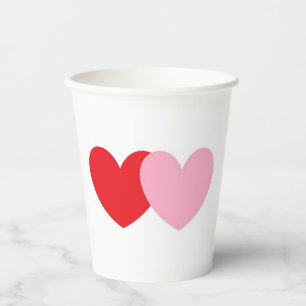 Gobelets En Papier Coupes blanches à coeur rouge et rose 