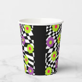 Gobelets En Papier Coupes de À damiers Noir et Blanc Avec Fleurs (Gauche)