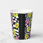 Gobelets En Papier Coupes de À damiers Noir et Blanc Avec Fleurs (Droite)