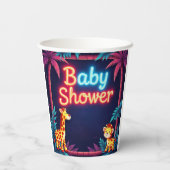 Gobelets En Papier Coupes de Baby showers Neon Safari (Verso)