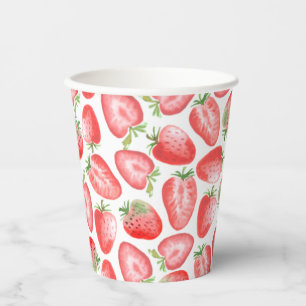 Gobelets En Papier Coupes de fête de fraises Coupes d'anniversaire