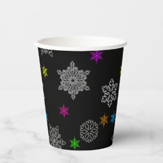 Gobelets En Papier Coupes de fête de Snowflake brillantes - set 2