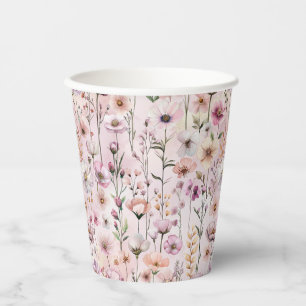 Gobelets En Papier Coupes de fête Fleur sauvage rose-dusté - Boho Wat