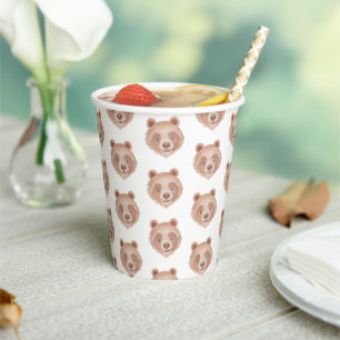 Gobelets En Papier Coupes de fête Motif d'ours - Mignonne Teddy Visag