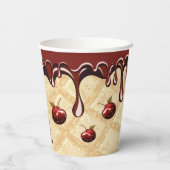 Gobelets En Papier Coupes de fête pour amoureux du chocolat, Cerise a (Verso)
