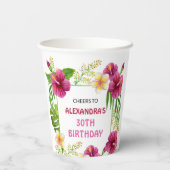 Gobelets En Papier Coupes de fête rose tropicale Luau Anniversaire (Verso)