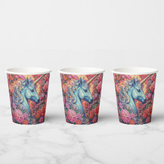 Gobelets En Papier Coupes de papier à licorne magique