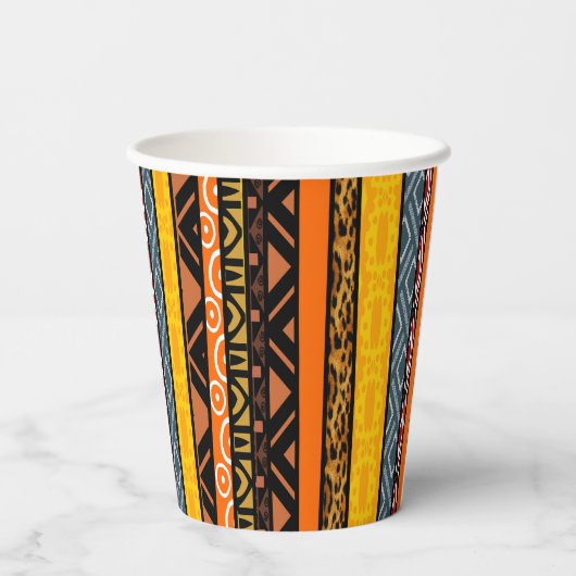 Gobelets En Papier Coupes de papier à matrices africaines (Verso)