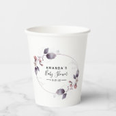 Gobelets En Papier Coupes de papier Baby shower à aquarelle violet (Recto)