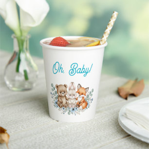Gobelets En Papier Coupes de papier Baby shower Soft Boy Woodland Fri