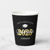 Gobelets En Papier Coupes de papier Black Gold Graduation Party 2023 (Verso)