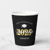Gobelets En Papier Coupes de papier Black Gold Graduation Party 2023 (Recto)
