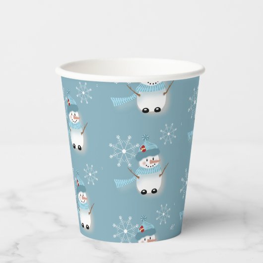 Gobelets En Papier Coupes de papier bleu vacances avec Motif moelleux (Recto)