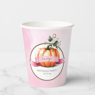 Gobelets En Papier Coupes de papier Citrouille rose Anniversaire