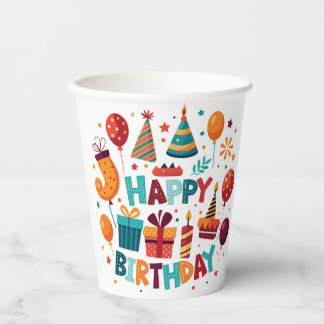 Gobelets En Papier Coupes de papier coloré pour Anniversaire amusant