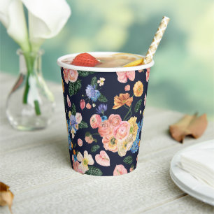 Gobelets En Papier Coupes de papier colorées Floral Party été été