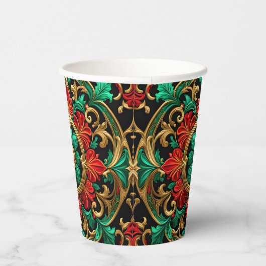 Gobelets En Papier Coupes de papier de Noël rouge vert (Droite)