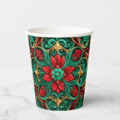 Gobelets En Papier Coupes de papier de Noël rouge vert décoratif (Recto)