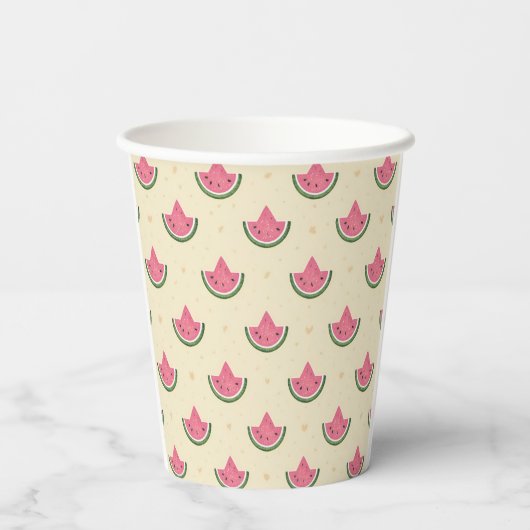 Gobelets En Papier Coupes de papier d'été de pastèques roses - 8oz (Verso)